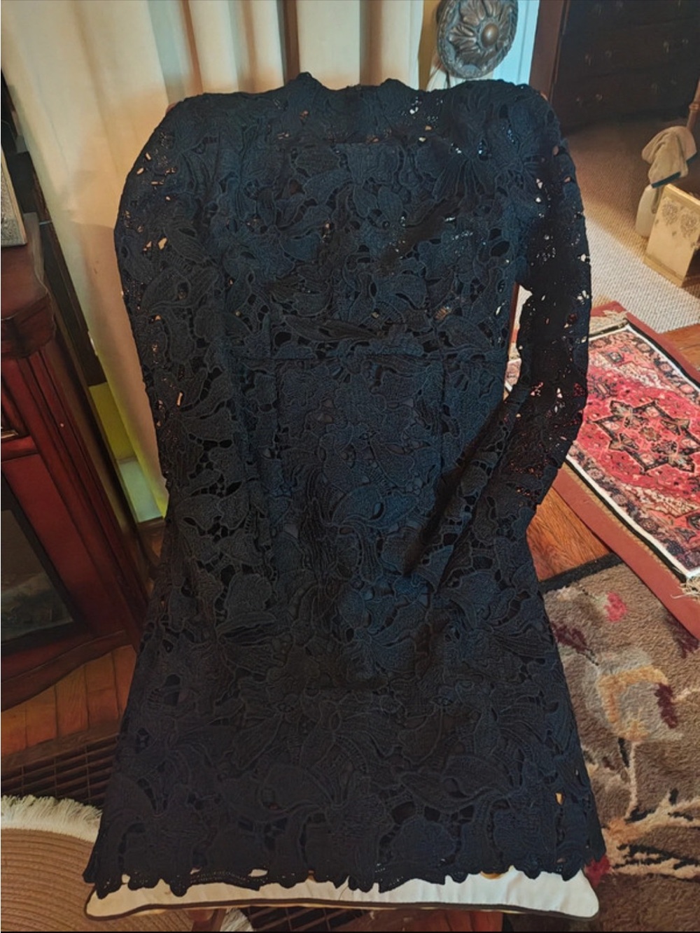 Elegant Black Lace Long-Sleeve Dress